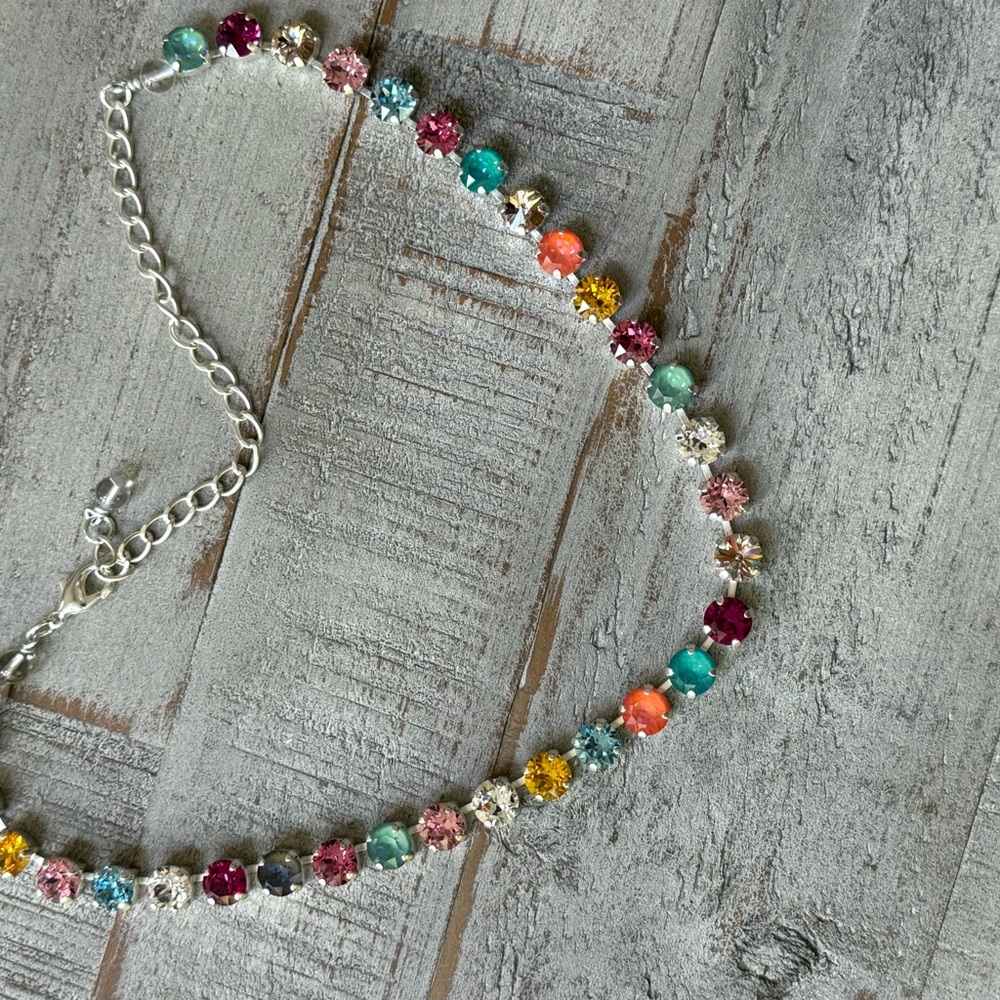 Multicolor Swarovski Elements Crystal Necklace - Picture 9 of 10